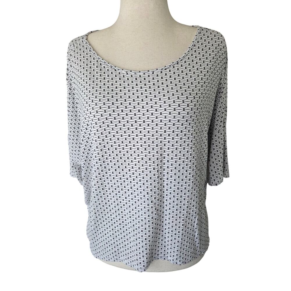Habitat Oversized Abstract Print Drop Sleeve Blouse Top Boho New Age Casual Art